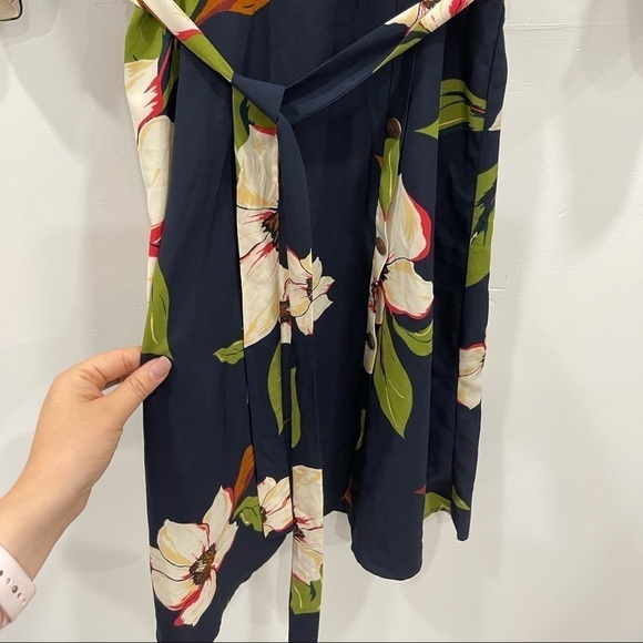 Monteau Faux Wrap Button Front Floral Dress Navy S - Picture 4 of 6